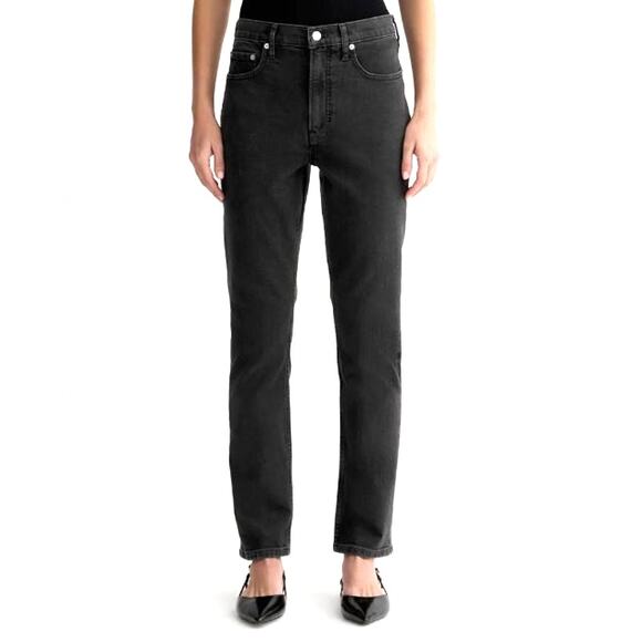 Everlane Women's The Original Cheeky High Rise Jeans Straight Leg Black Size 26 - Picture 1 of 8